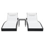 Tumbonas con mesita 2 unidades ratán sintético textilene negro de vidaXL, Tumbonas - Ref: Foro24-44894, Precio: 322,54 €, Des...