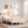 Estructura de cama con cabecero madera maciza 140x190 cm de , Camas y somieres - Ref: Foro24-3195071, Precio: 117,37 €, Descu...