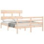 Estructura de cama con cabecero madera maciza 140x190 cm de , Camas y somieres - Ref: Foro24-3195071, Precio: 117,37 €, Descu...