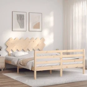 Estructura de cama con cabecero madera maciza 140x190 cm de , Camas y somieres - Ref: Foro24-3195266, Precio: 119,73 €, Descu...