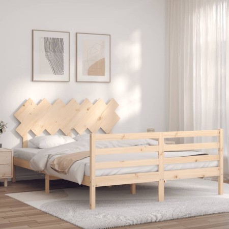 Estructura de cama con cabecero madera maciza 140x190 cm de , Camas y somieres - Ref: Foro24-3195266, Precio: 122,91 €, Descu...