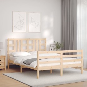 Estructura de cama con cabecero madera maciza 140x190 cm de , Camas y somieres - Ref: Foro24-3193901, Precio: 122,61 €, Descu...