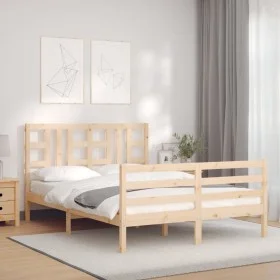 Estructura de cama con cabecero madera maciza 140x190 cm de , Camas y somieres - Ref: Foro24-3193901, Precio: 119,44 €, Descu...