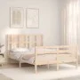Bed frame with solid wood headboard 140x190 cm by , Beds and slatted bases - Ref: Foro24-3194096, Price: 124,81 €, Discount: %