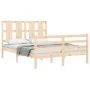Bed frame with solid wood headboard 140x190 cm by , Beds and slatted bases - Ref: Foro24-3194096, Price: 124,81 €, Discount: %