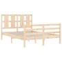 Bed frame with solid wood headboard 140x190 cm by , Beds and slatted bases - Ref: Foro24-3194096, Price: 124,81 €, Discount: %