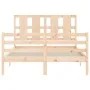 Bed frame with solid wood headboard 140x190 cm by , Beds and slatted bases - Ref: Foro24-3194096, Price: 124,81 €, Discount: %