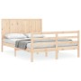 Estructura de cama de matrimonio con cabecero madera maciza de , Camas y somieres - Ref: Foro24-3194511, Precio: 169,84 €, De...