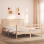 Estructura de cama de matrimonio con cabecero madera maciza de , Camas y somieres - Ref: Foro24-3194511, Precio: 169,84 €, De...