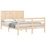 Estructura de cama de matrimonio con cabecero madera maciza de , Camas y somieres - Ref: Foro24-3194511, Precio: 169,84 €, De...