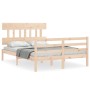 Estructura de cama con cabecero madera maciza 140x190 cm de , Camas y somieres - Ref: Foro24-3195136, Precio: 120,60 €, Descu...