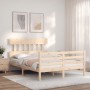 Estructura de cama con cabecero madera maciza 140x190 cm de , Camas y somieres - Ref: Foro24-3195136, Precio: 120,60 €, Descu...