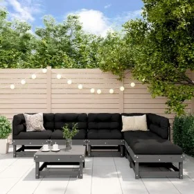 Juego de muebles de jardín 7 piezas madera maciza de pino gris de , Conjuntos de jardín - Ref: Foro24-3186405, Precio: 397,58...
