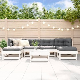 Juego de muebles de jardín 7 pzas madera maciza de pino blanco de , Conjuntos de jardín - Ref: Foro24-3186348, Precio: 379,54...