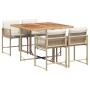 Set comedor de jardín 5 pzas con cojines ratán sintético beige en Conjuntos de jardín | Comprar online en Foru.es