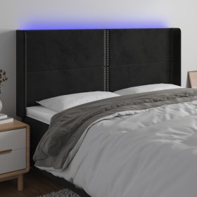 Cabecero con LED de terciopelo negro 163x16x118/128 cm de , Cabeceros y pies de cama - Ref: Foro24-3123964, Precio: 115,26 €,...