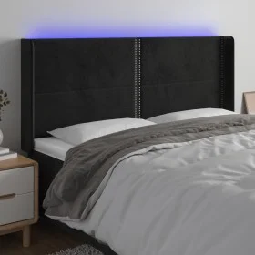 Cabecero con LED de terciopelo negro 163x16x118/128 cm de , Cabeceros y pies de cama - Ref: Foro24-3123964, Precio: 114,78 €,...