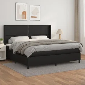 Cama box spring con colchón cuero sintético negro 200x200 cm de , Camas y somieres - Ref: Foro24-3132459, Precio: 695,46 €, D...