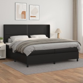 Cama box spring con colchón cuero sintético negro 200x200 cm de , Camas y somieres - Ref: Foro24-3132459, Precio: 675,34 €, D...