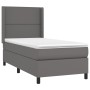 Cama box spring con colchón cuero sintético gris 100x200 cm de , Camas y somieres - Ref: Foro24-3132427, Precio: 369,23 €, De...