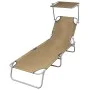 Tumbona plegable con toldo de acero taupé de vidaXL, Tumbonas - Ref: Foro24-44292, Precio: 60,69 €, Descuento: %