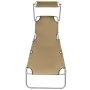 Tumbona plegable con toldo de acero taupé de vidaXL, Tumbonas - Ref: Foro24-44292, Precio: 60,69 €, Descuento: %