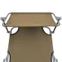 Tumbona plegable con toldo de acero taupé de vidaXL, Tumbonas - Ref: Foro24-44292, Precio: 60,69 €, Descuento: %