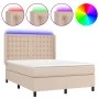 Box spring bed LED mattress synthetic leather cappuccino 140x190cm by , Beds and slatted bases - Ref: Foro24-3139384, Price: ...