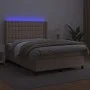 Box spring bed LED mattress synthetic leather cappuccino 140x190cm by , Beds and slatted bases - Ref: Foro24-3139384, Price: ...