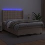 Cama box spring colchón LED cuero sintético capuchino 140x190cm de , Camas y somieres - Ref: Foro24-3139384, Precio: 529,97 €...