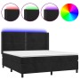 Cama box spring colchón y LED terciopelo negro 160x200 cm de , Camas y somieres - Ref: Foro24-3139513, Precio: 556,77 €, Desc...