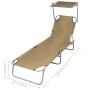 Tumbona plegable con toldo de acero taupé de vidaXL, Tumbonas - Ref: Foro24-44292, Precio: 60,69 €, Descuento: %