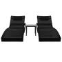 Sonnenliegen mit 2 Einheiten synthetisches Rattan Textilene schwarz von vidaXL, Liegen - Ref: Foro24-44893, Preis: 264,45 €, ...