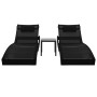 Tumbonas con mesita 2 unidades ratán sintético textilene negro de vidaXL, Tumbonas - Ref: Foro24-44893, Precio: 271,19 €, Des...