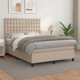 Cama box spring con colchón cuero sintético capuchino 140x190cm de , Camas y somieres - Ref: Foro24-3142844, Precio: 532,13 €...