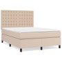 Cama box spring con colchón cuero sintético capuchino 140x190cm de , Camas y somieres - Ref: Foro24-3142844, Precio: 512,93 €...