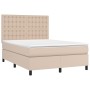 Cama box spring con colchón cuero sintético capuchino 140x190cm de , Camas y somieres - Ref: Foro24-3142844, Precio: 512,93 €...