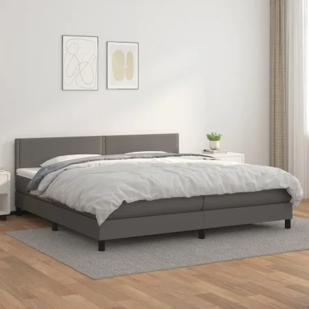 Boxspringbett mit grauer Kunstledermatratze 200x200 cm von , Betten und Lattenroste - Ref: Foro24-3141087, Preis: 590,84 €, R...