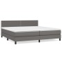 Cama box spring con colchón cuero sintético gris 200x200 cm de , Camas y somieres - Ref: Foro24-3141087, Precio: 596,92 €, De...