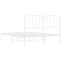 Estructura de cama de metal con cabecero blanca 140x190 cm de , Camas y somieres - Ref: Foro24-373936, Precio: 83,70 €, Descu...