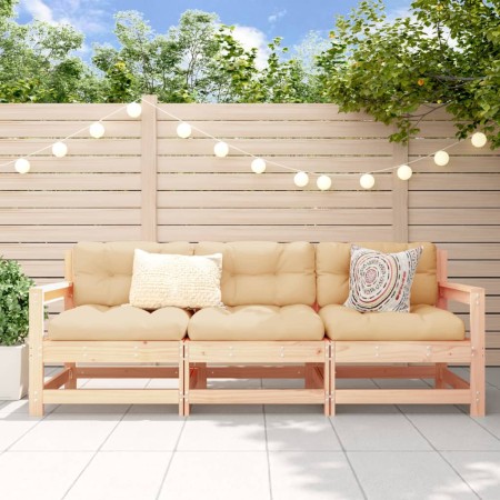 Juego de muebles de jardín 3 piezas madera maciza de pino de , Sofás modulares de exterior - Ref: Foro24-825527, Precio: 174,...