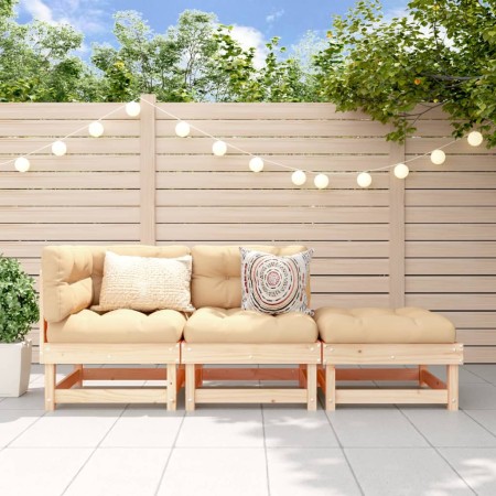 Juego de muebles de jardín 3 piezas madera maciza de pino de , Sofás modulares de exterior - Ref: Foro24-825408, Precio: 137,...