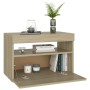 Mesitas de noche con LED 2 uds contrachapada Sonoma 60x35x40 cm de vidaXL, Mesitas de noche - Ref: Foro24-3082781, Precio: 85...