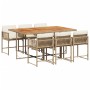 Set comedor de jardín 7 pzas con cojines ratán sintético beige en Conjuntos de jardín | Comprar online en Foru.es