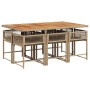 Set comedor de jardín 7 pzas con cojines ratán sintético beige en Conjuntos de jardín | Comprar online en Foru.es