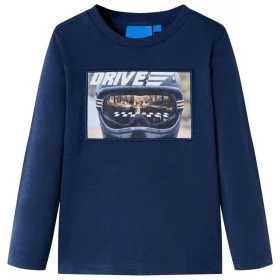 Camiseta infantil de manga larga azul marino melange 128 de , Camisetas para niños - Ref: Foro24-12632, Precio: 8,75 €, Descu...