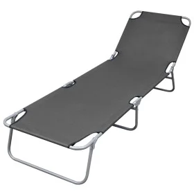 Tumbona plegable con respaldo ajustable gris de vidaXL, Tumbonas - Ref: Foro24-44293, Precio: 59,91 €, Descuento: %