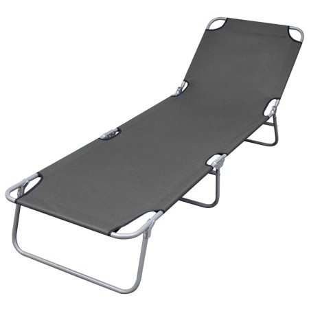 Tumbona plegable con respaldo ajustable gris de vidaXL, Tumbonas - Ref: Foro24-44293, Precio: 55,66 €, Descuento: %
