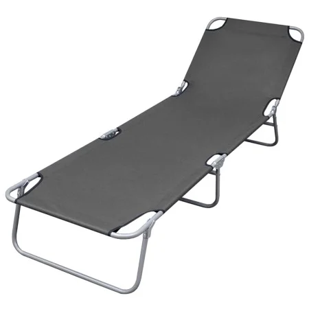 Tumbona plegable con respaldo ajustable gris de vidaXL, Tumbonas - Ref: Foro24-44293, Precio: 59,91 €, Descuento: %
