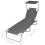 Tumbona plegable con respaldo ajustable gris de vidaXL, Tumbonas - Ref: Foro24-44293, Precio: 55,66 €, Descuento: %